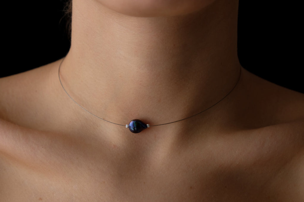 Purple Pearl silver choker