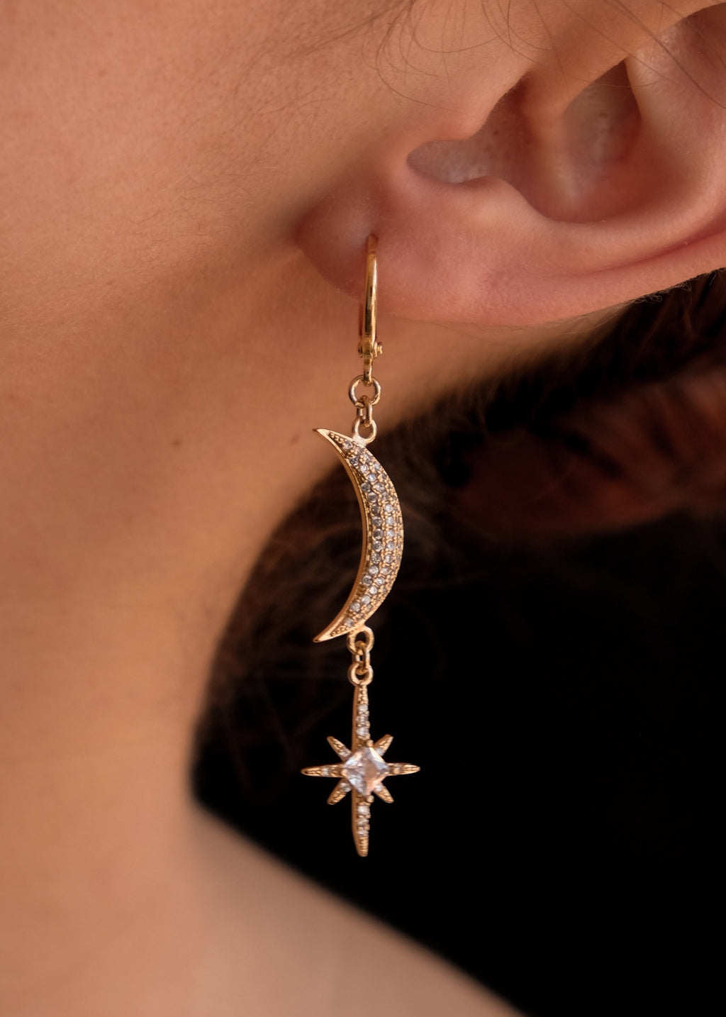 Moon and star earrings