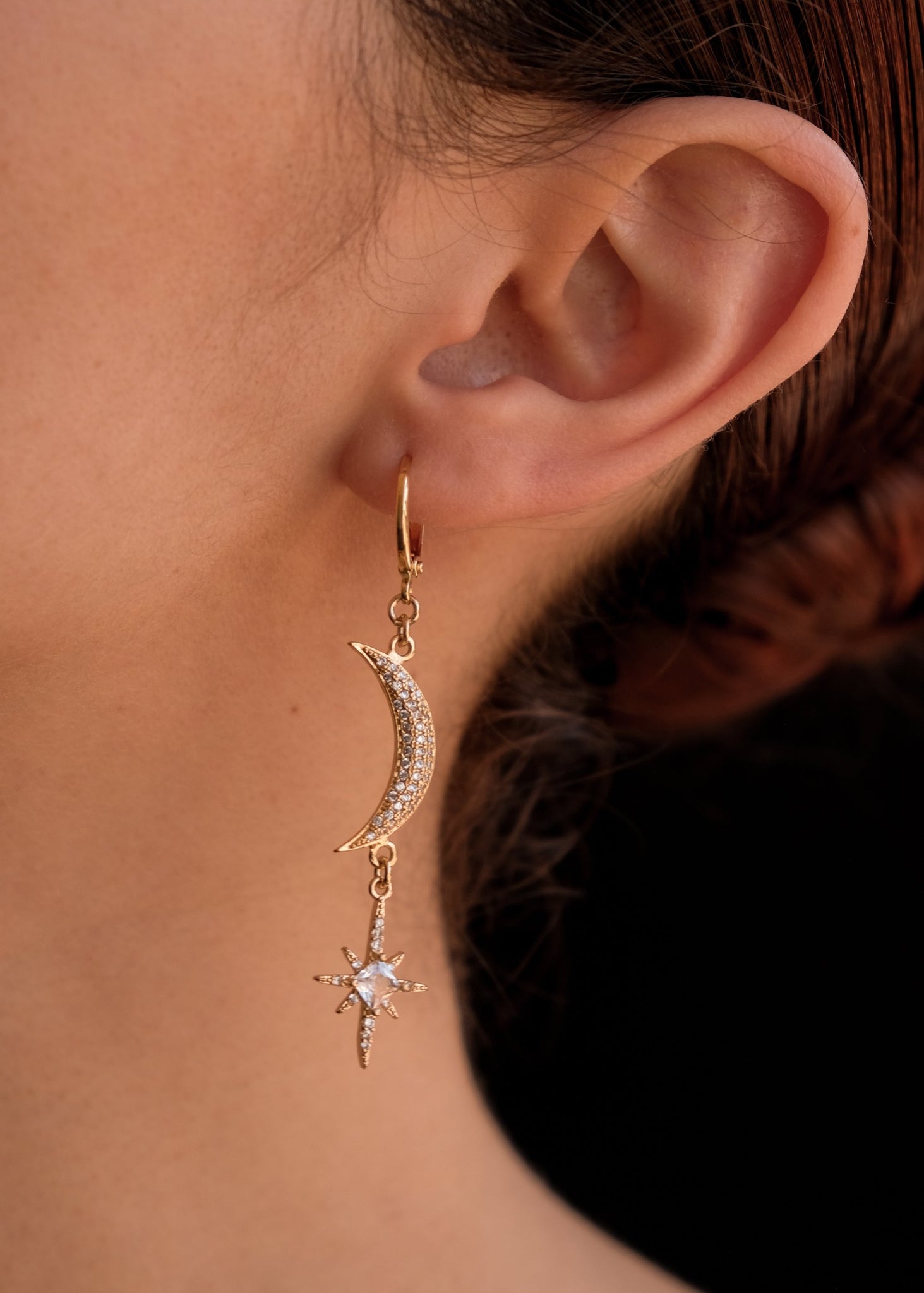 Moon and star earrings