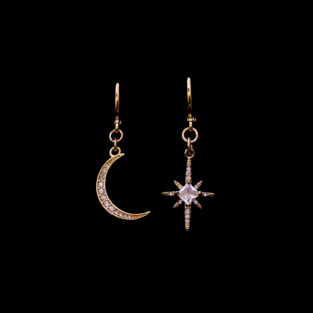 Crystal moon and star earrings