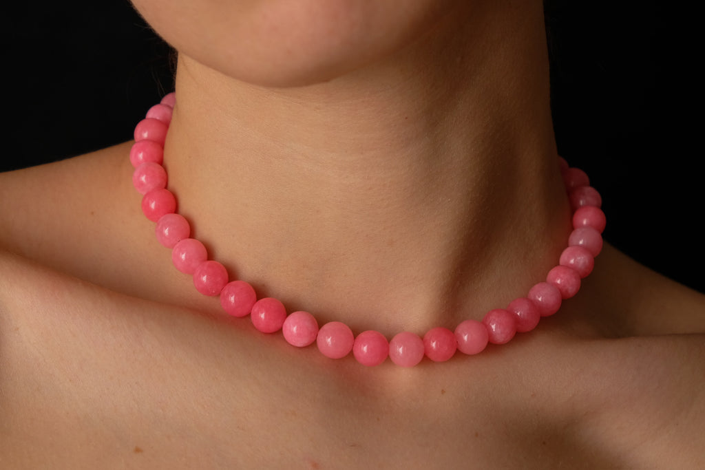 Pink jade necklace