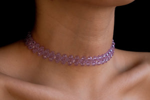 Lilac crystal choker