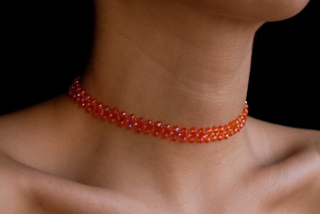 Orange baby crystal choker