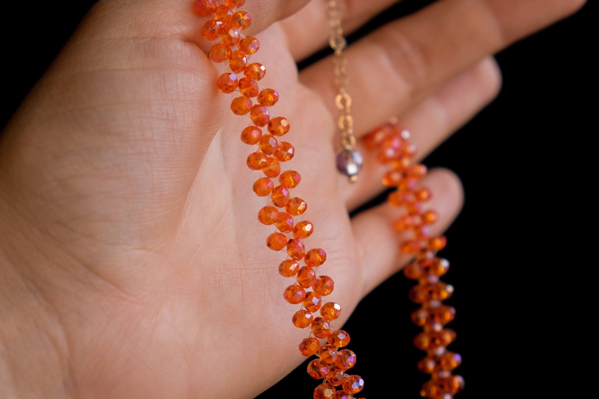 Orange baby crystal choker