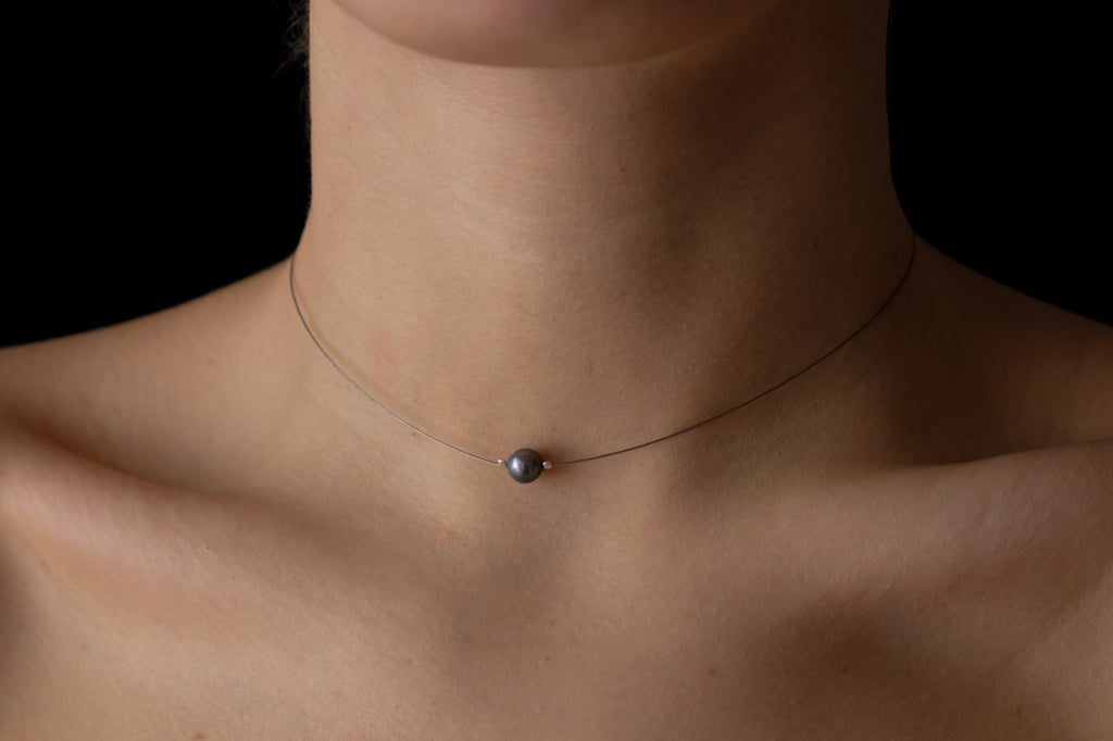 Baby purple Pearl silver choker