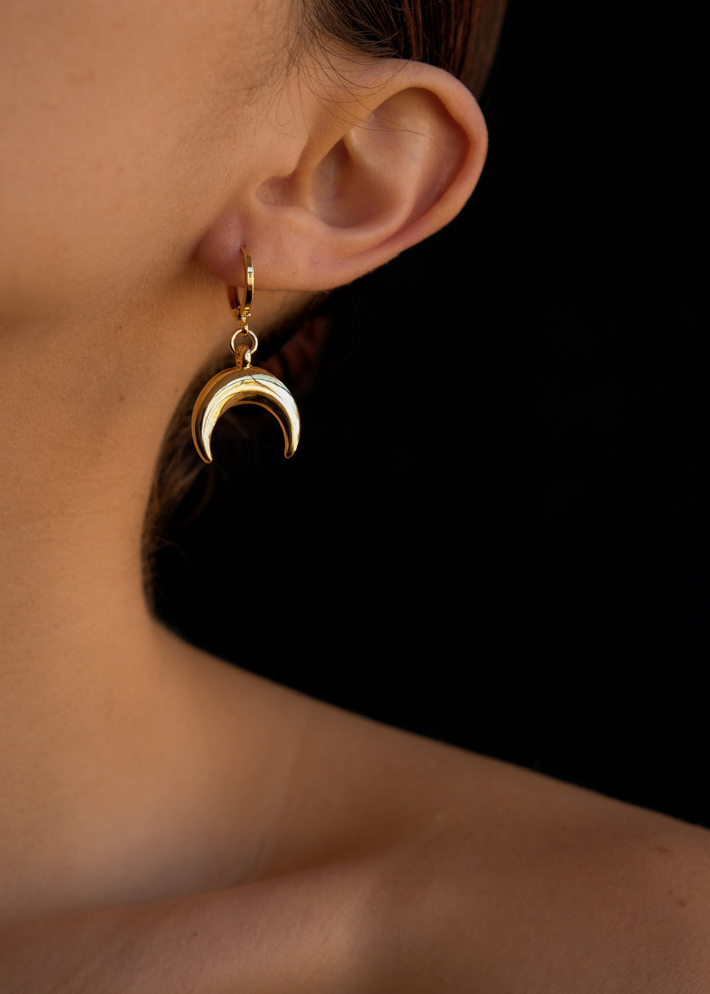 Gold moon earrings