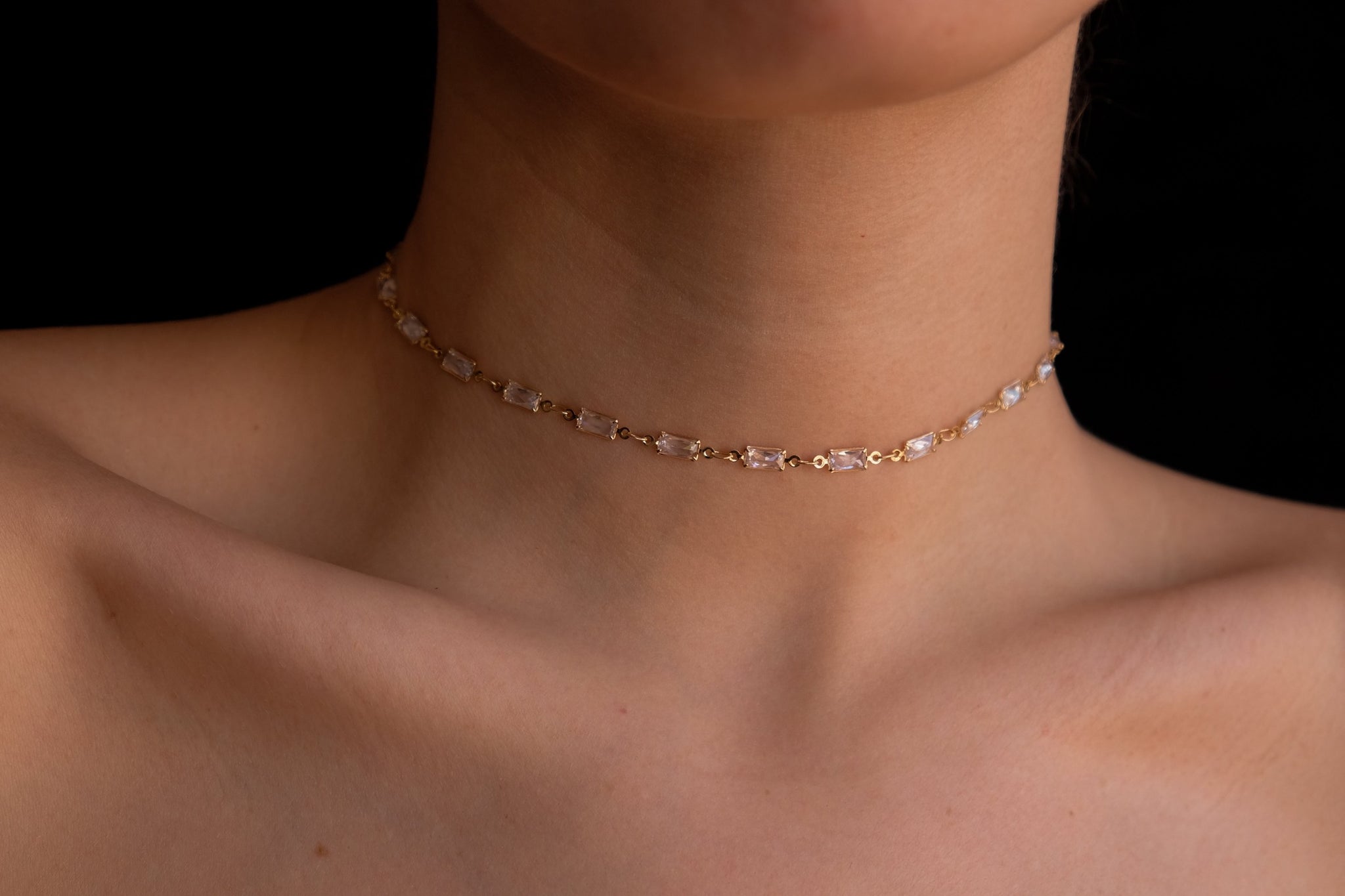 Crystal rectangles choker