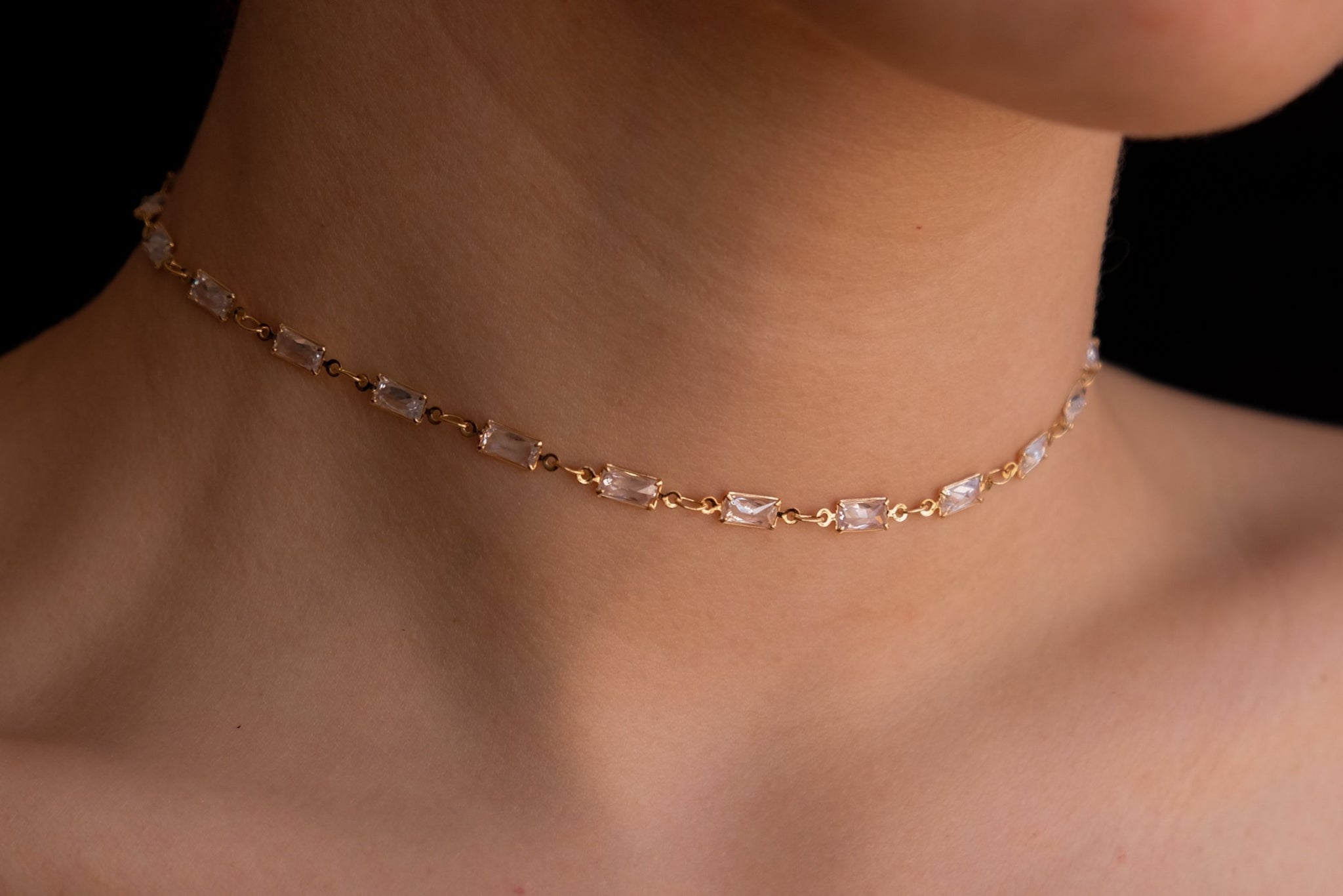 Crystal rectangles choker